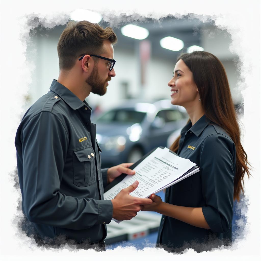 Auto Service Manager Assisting a Customer