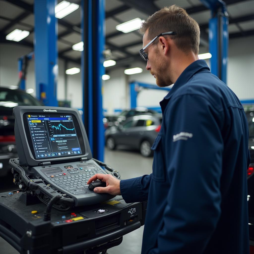 Car undergoing engine diagnostics in Monroe OH