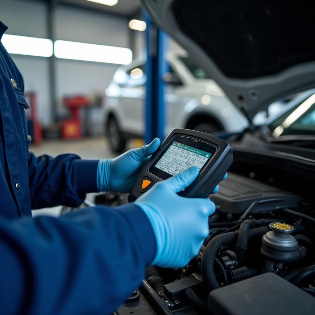 Mechanic inspecting a car in Ovar