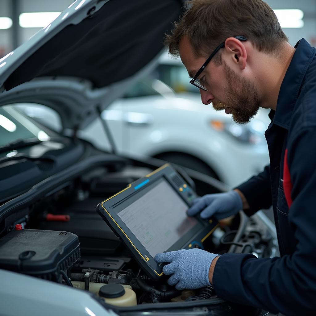 Experienced mechanic performing car diagnostics in Pia, Munich