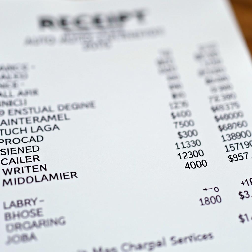 Auto Service Receipt Breakdown