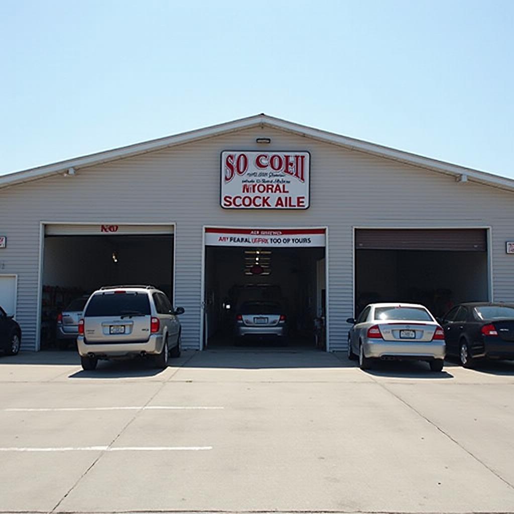 Modern auto service shop exterior