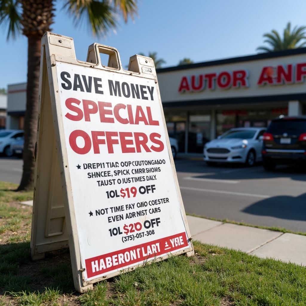 Sign advertising auto service specials in Henderson