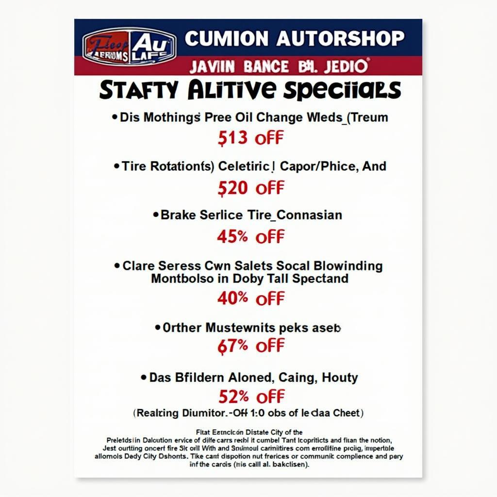 List of Auto Service Specials