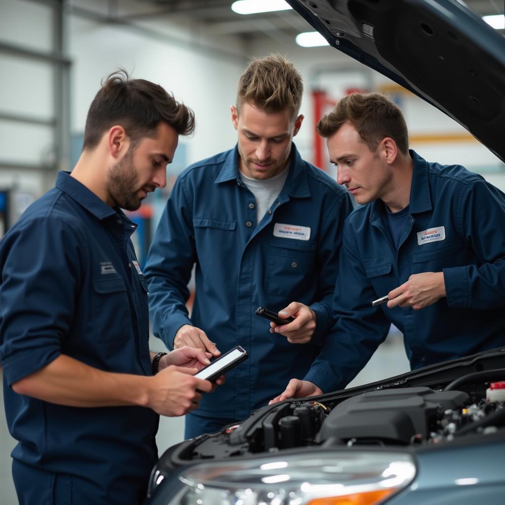 Auto Service Team Working Together 