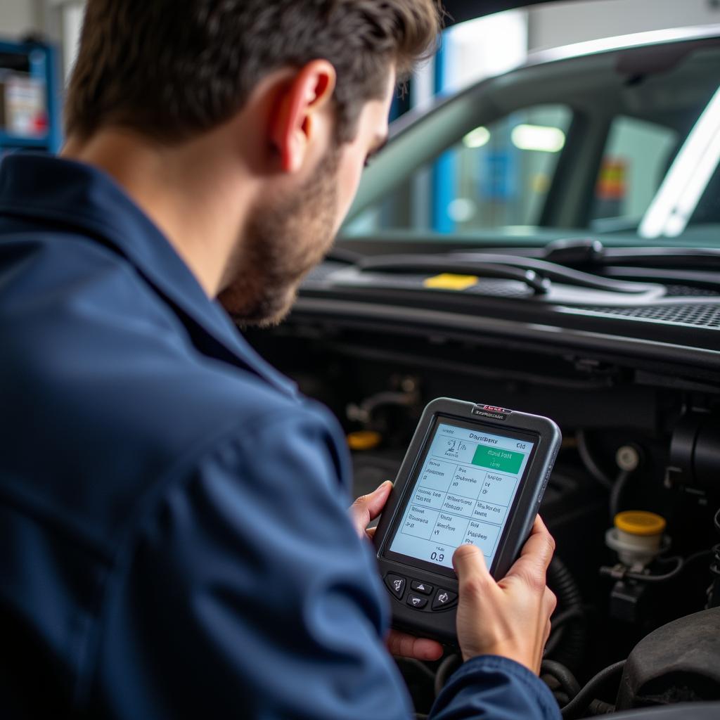 Auto Service Technician Diagnosing a Car Problem in Winston-Salem