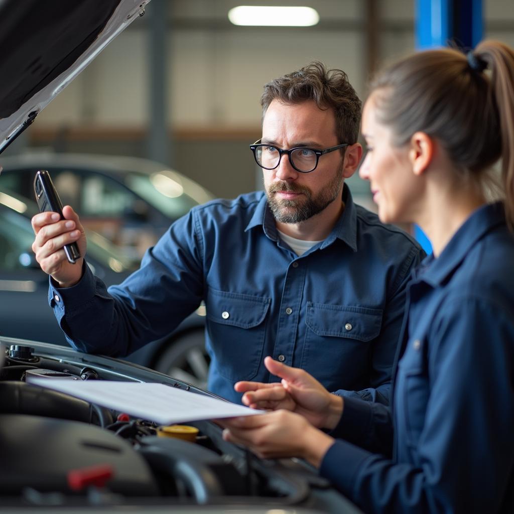 Auto Service Technician Explaining Repair