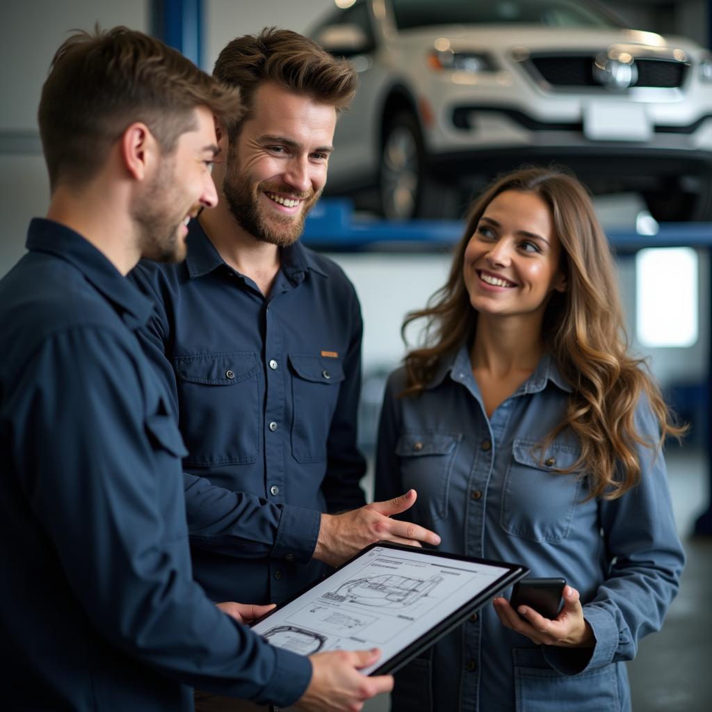 Auto Service Technician Explaining Repairs