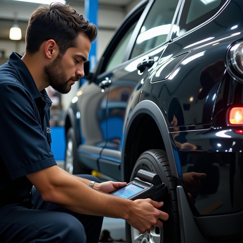 Auto Service Technician in Lansing, MI Performing Diagnostic Check