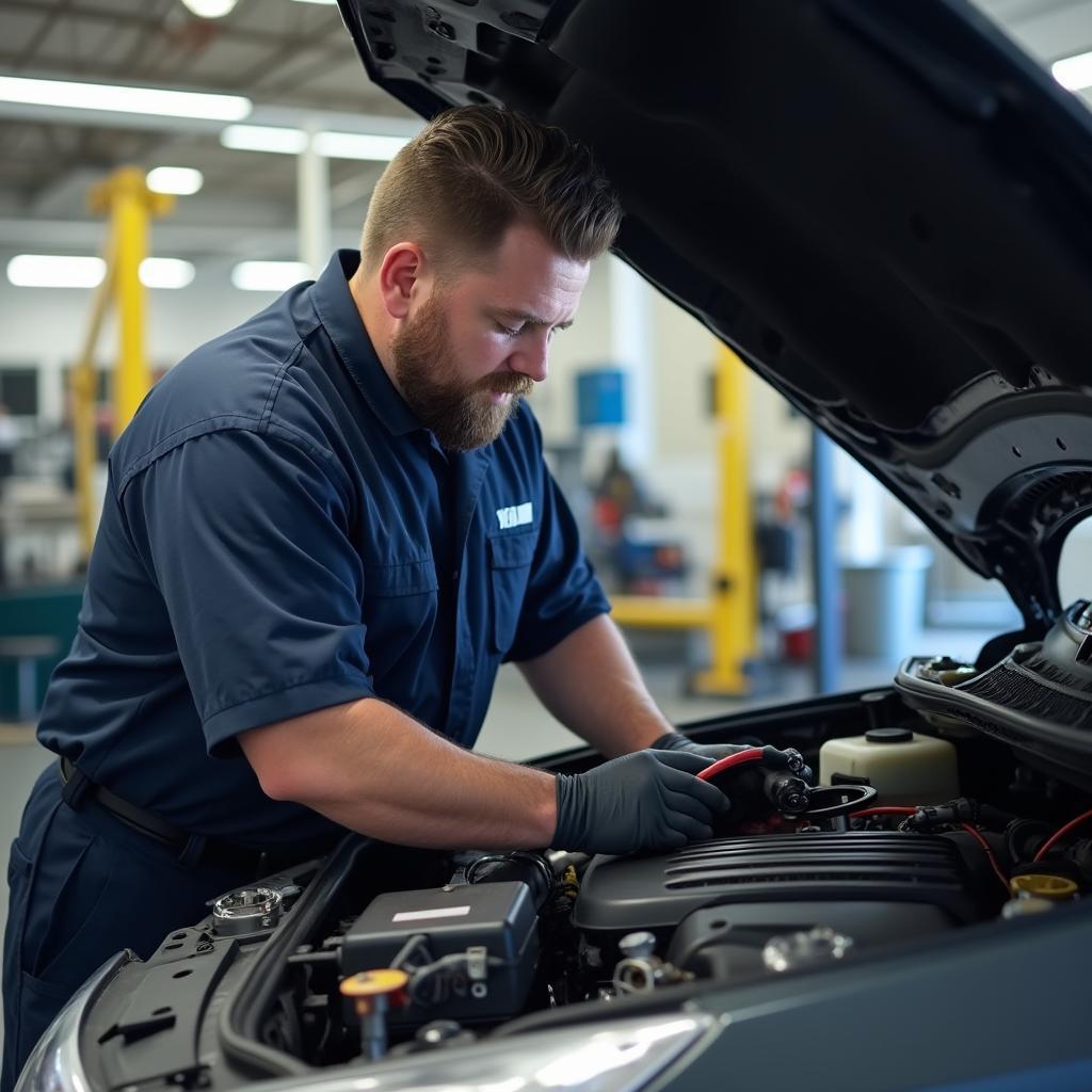 Mechanic Diagnosing Car Problems in Bangor