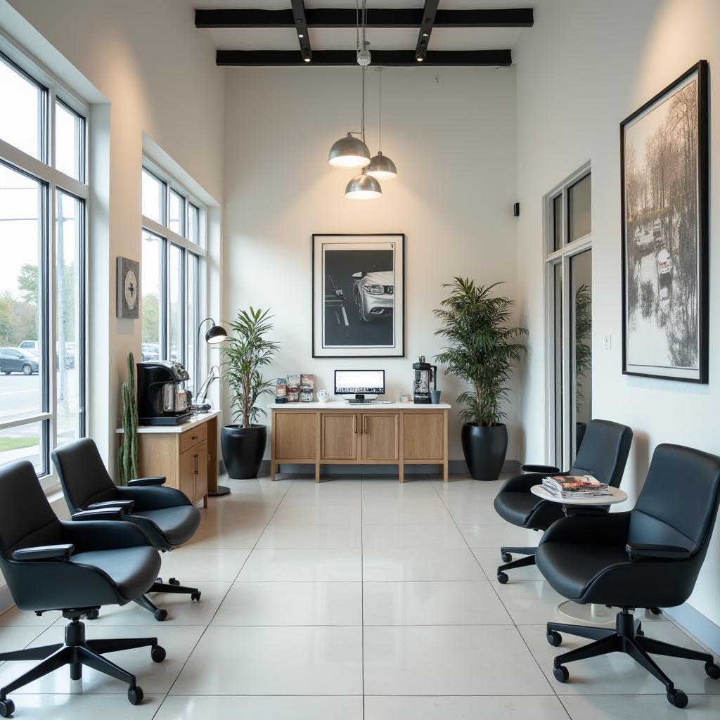 Comfortable waiting area for customers during quick auto service