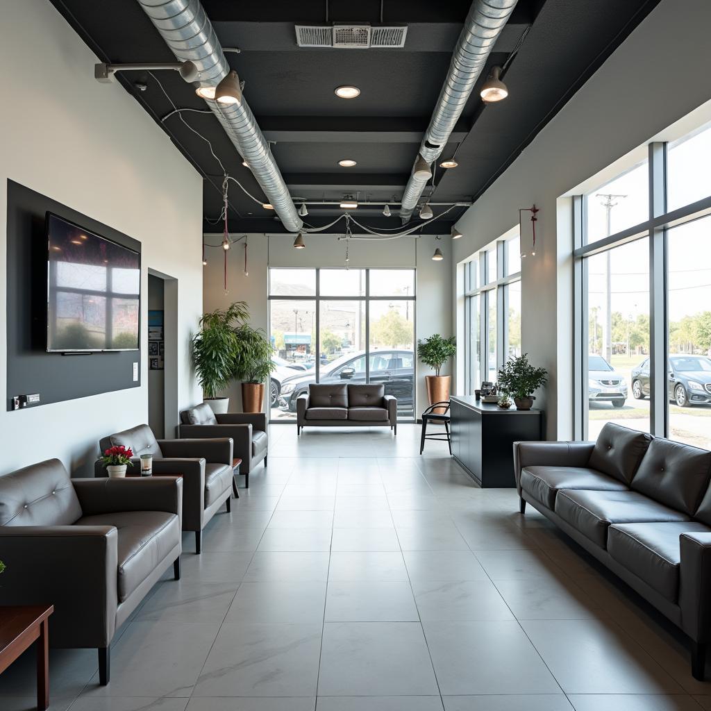 Comfortable waiting area in an auto service center