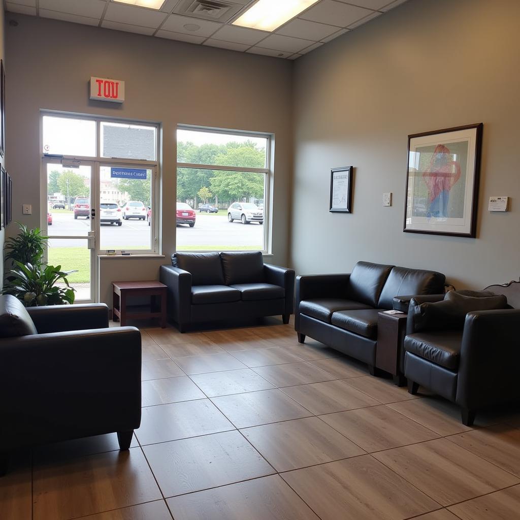 Comfortable waiting area at an auto service center