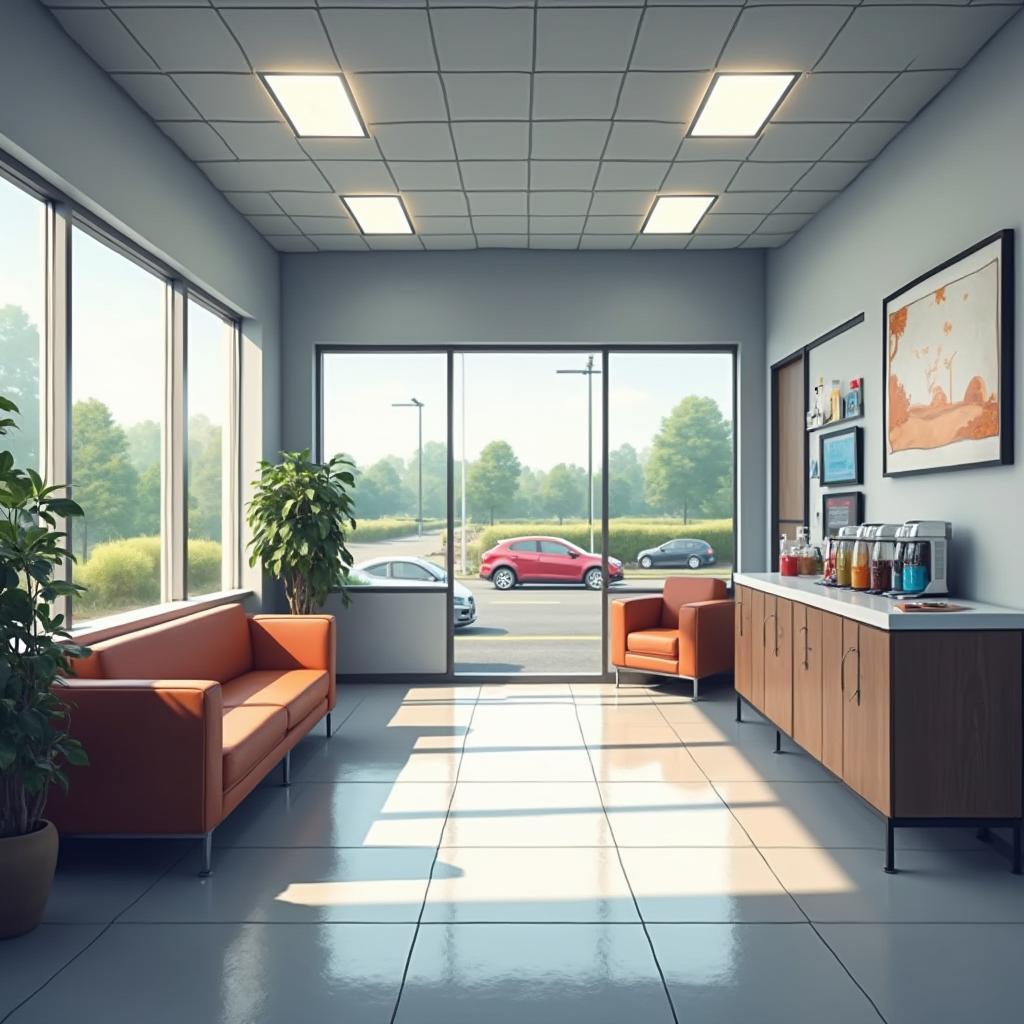 Comfortable waiting area in an auto service center on Cutter Mill Road