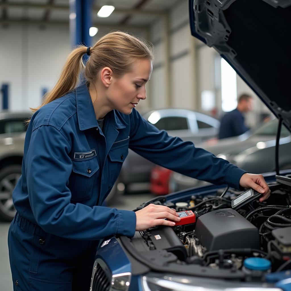 Mechanic using diagnostic equipment in Witten