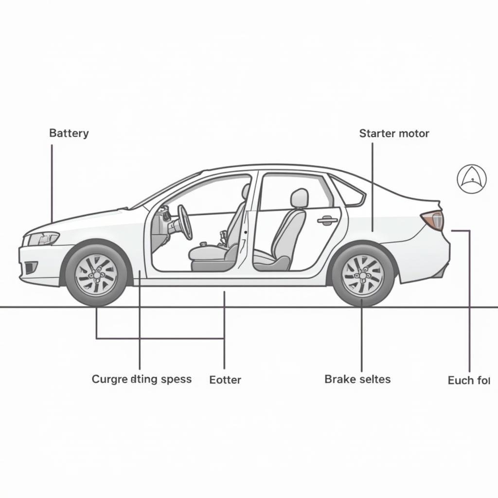 Car engine components involved in auto start/stop system