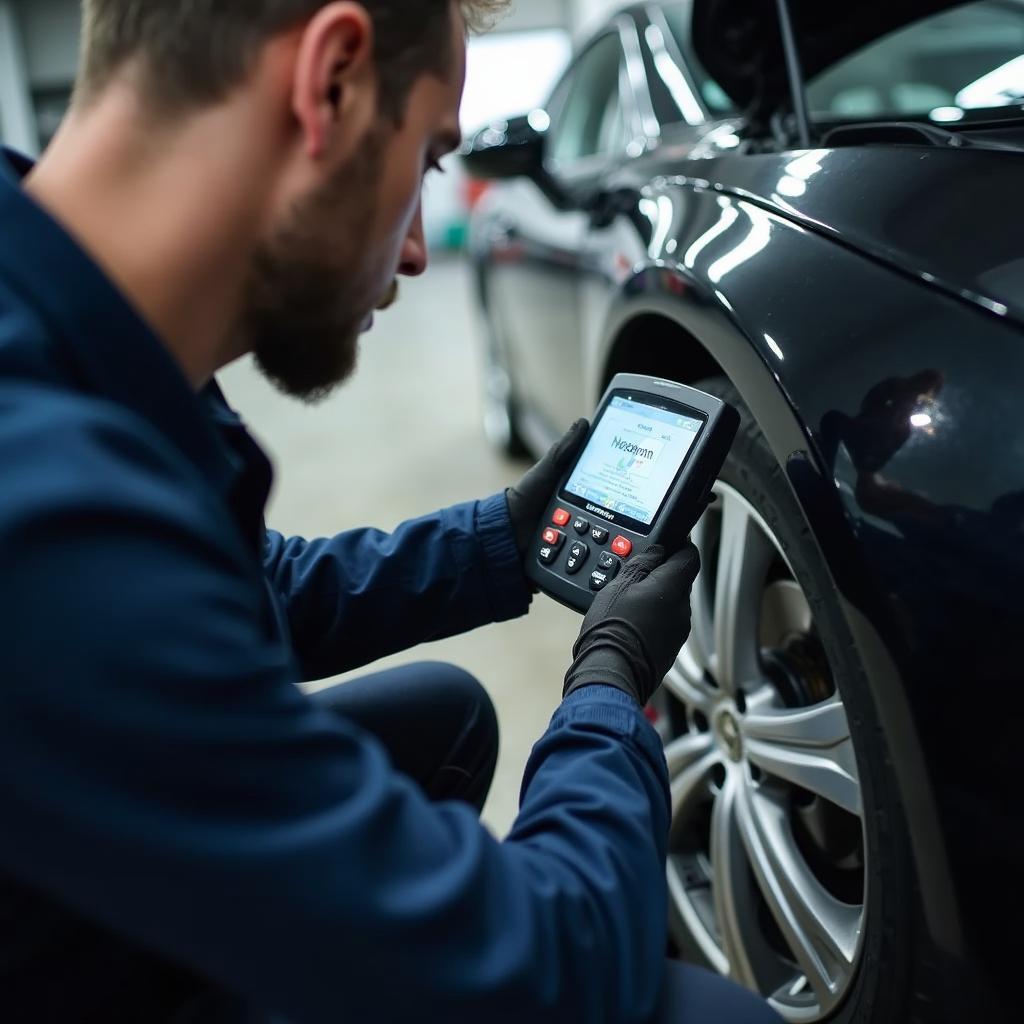 Skilled Technician Performing Auto Tech Diagnostics in Hollister