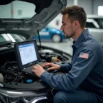 Experienced Auto Technician Diagnosing Car Problem