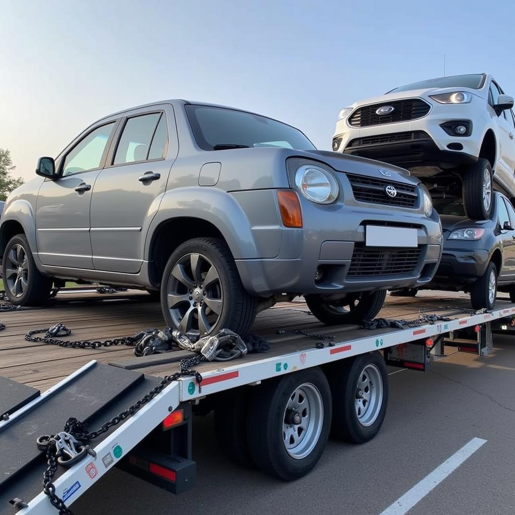 Secure Vehicle Tie-Down on Auto Transport Trailer in Schaumburg, IL