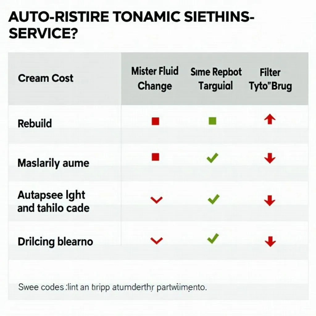 Automatic Transmission Service Cost Comparison