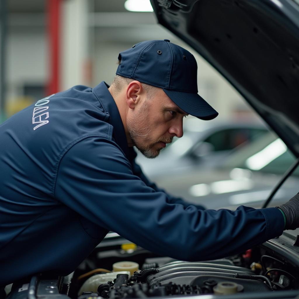 Automotive Technician Inspecting Engine