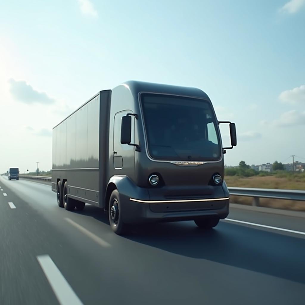 Autonomous delivery truck on the road