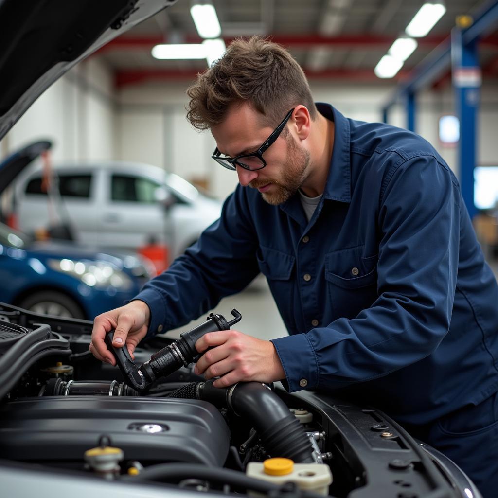 B & B Auto Service Technician at Work