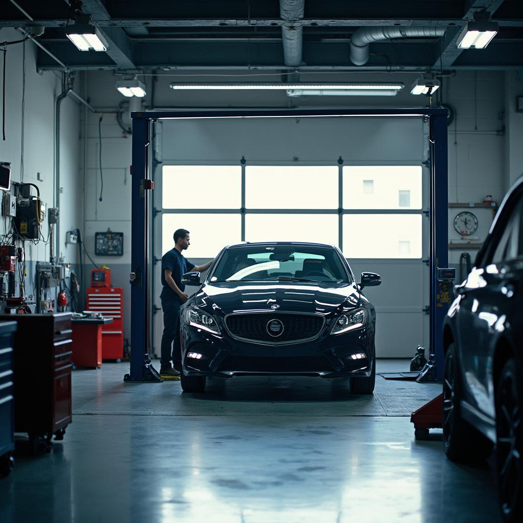 Modern auto service shop interior