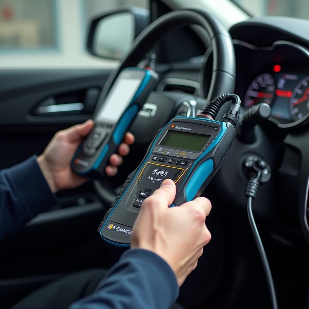 Technician Using Diagnostic Equipment