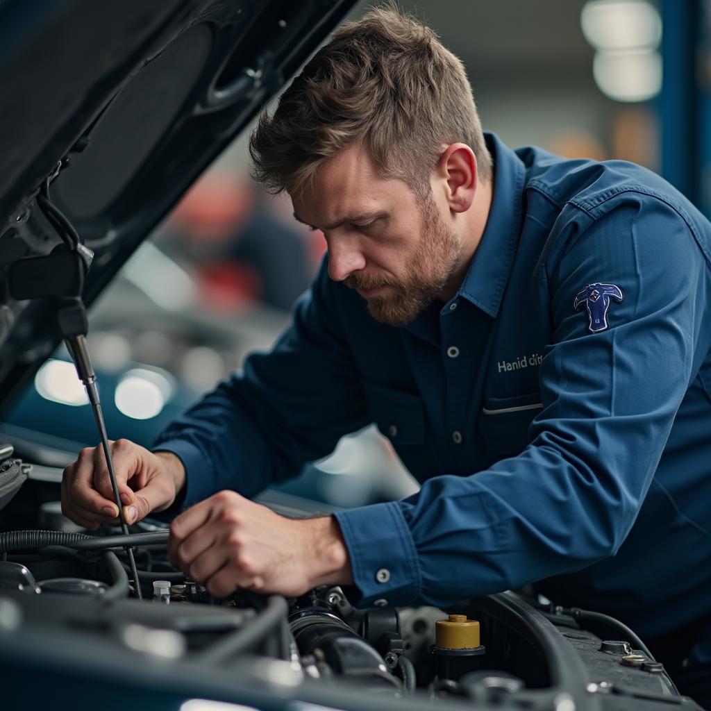 Mechanic working on a car engine in Belfast