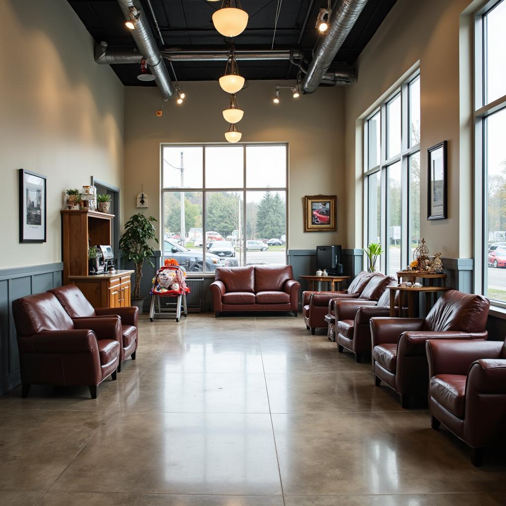 Clean and comfortable waiting area in a Bennington auto shop