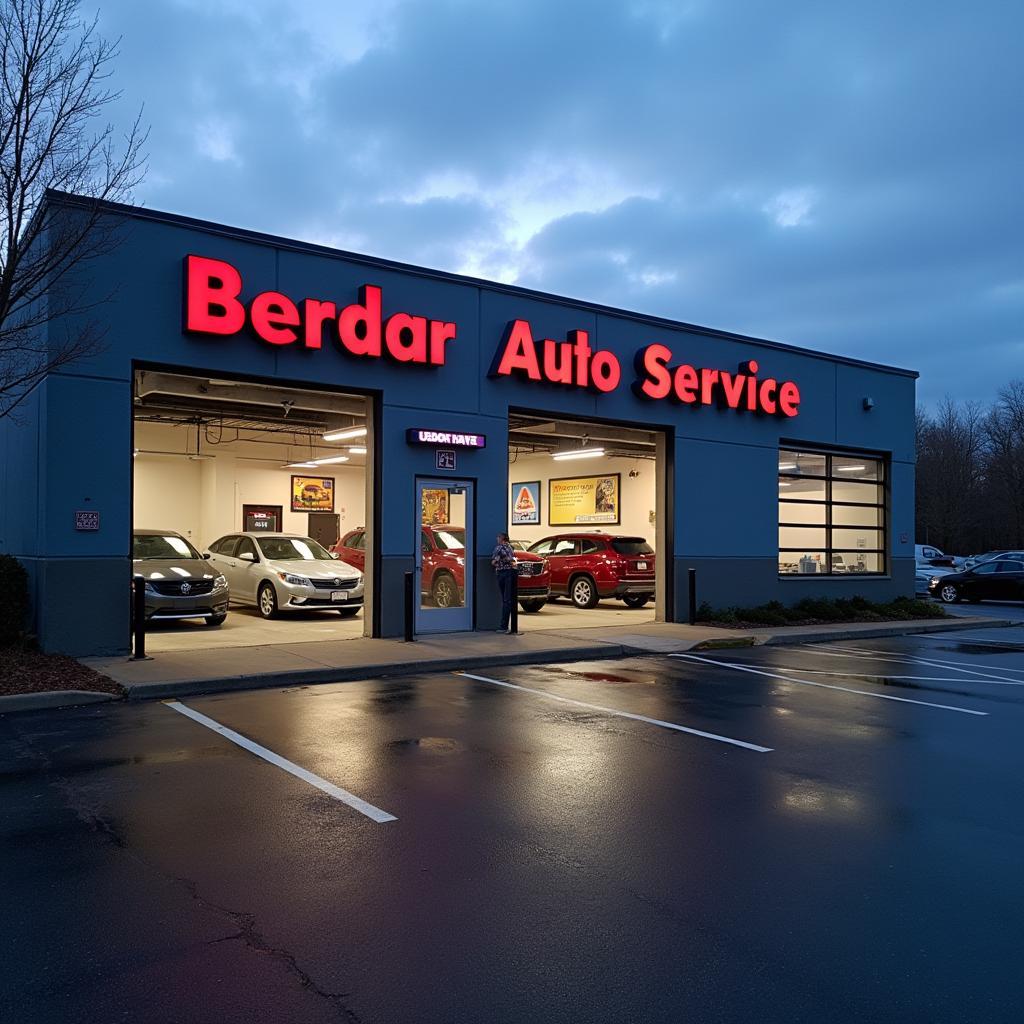 Modern and welcoming exterior of a Berdar Auto Service center