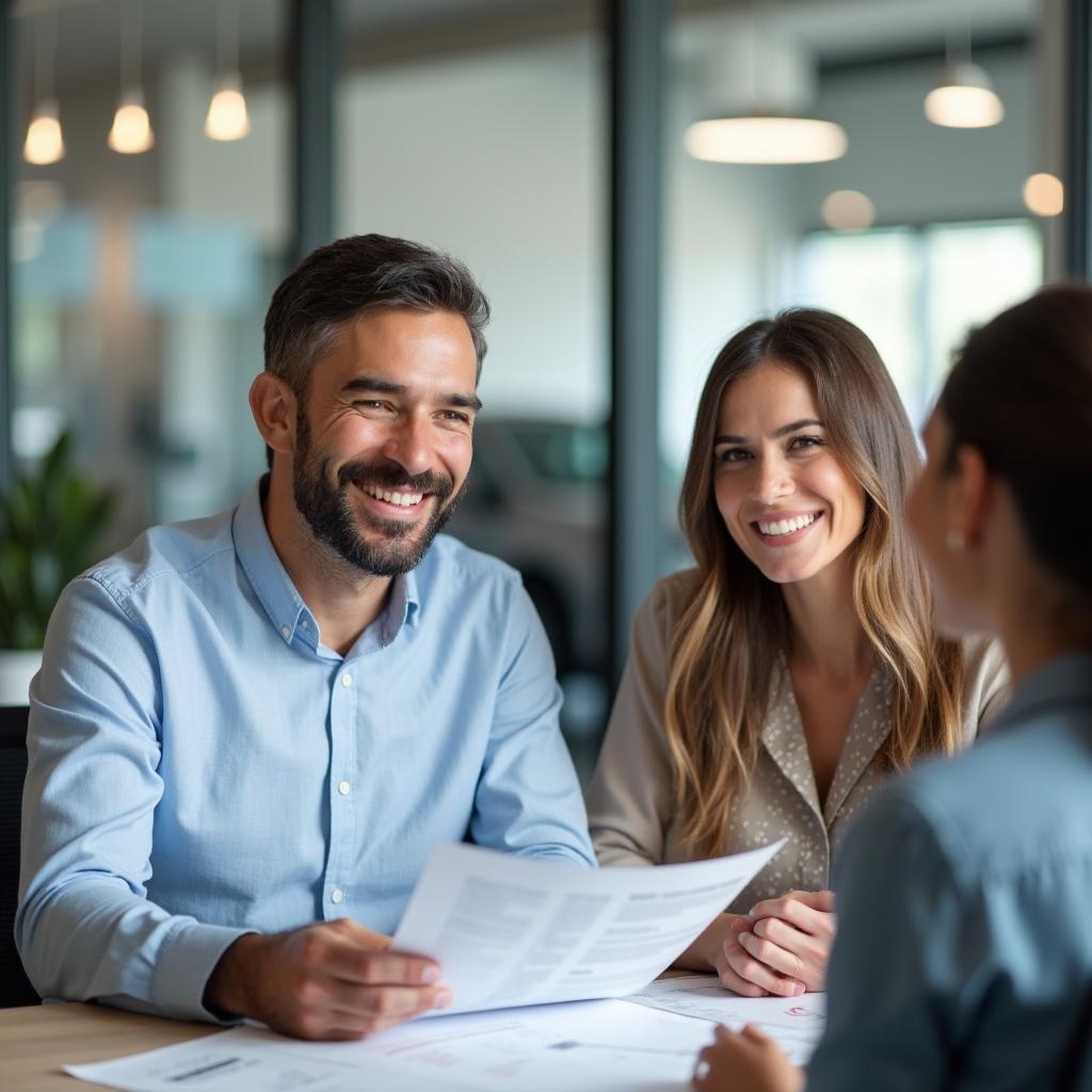 Couple Consulting with Auto Buying Service Representative