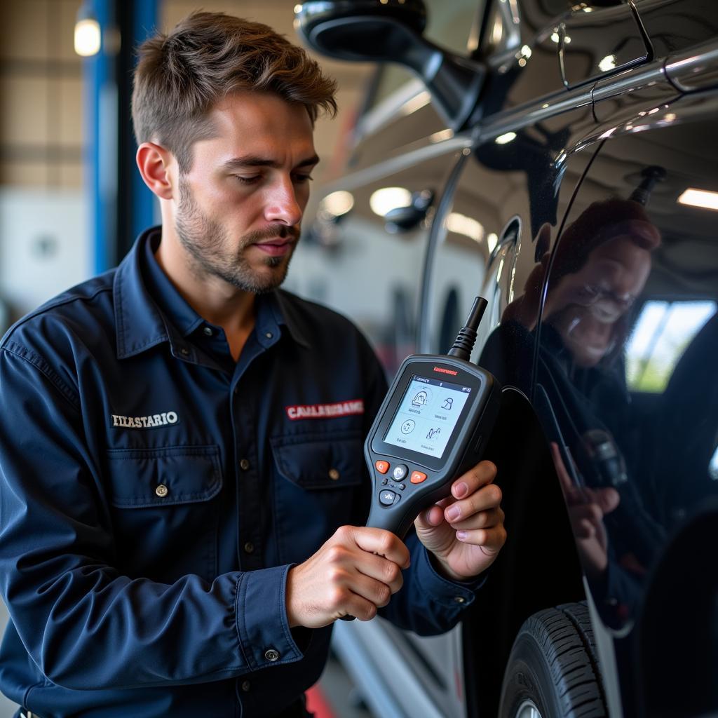 Mechanic Using Diagnostic Tool in Black Forest