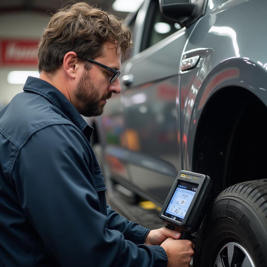 A skilled technician at Black's Tire & Auto Services working on a vehicle.