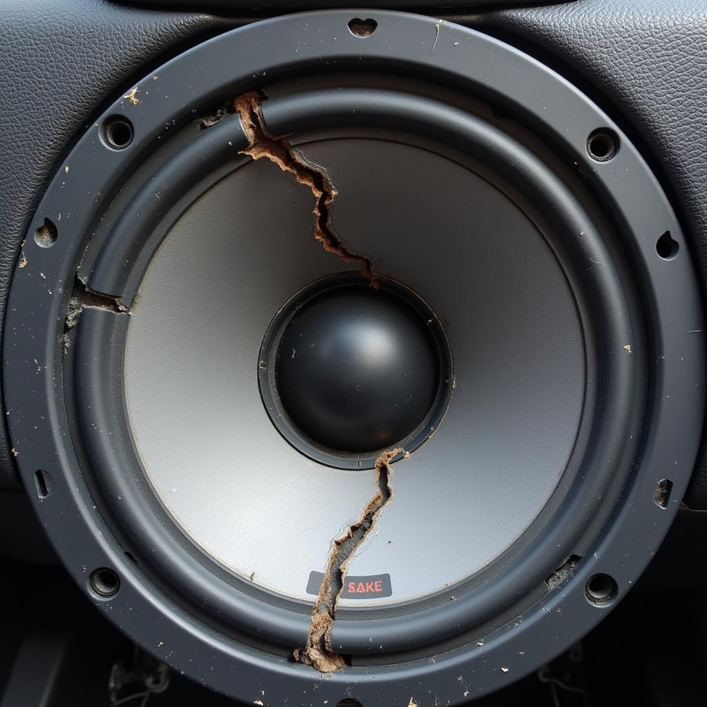 Blown Car Speaker Cone Showing Damage