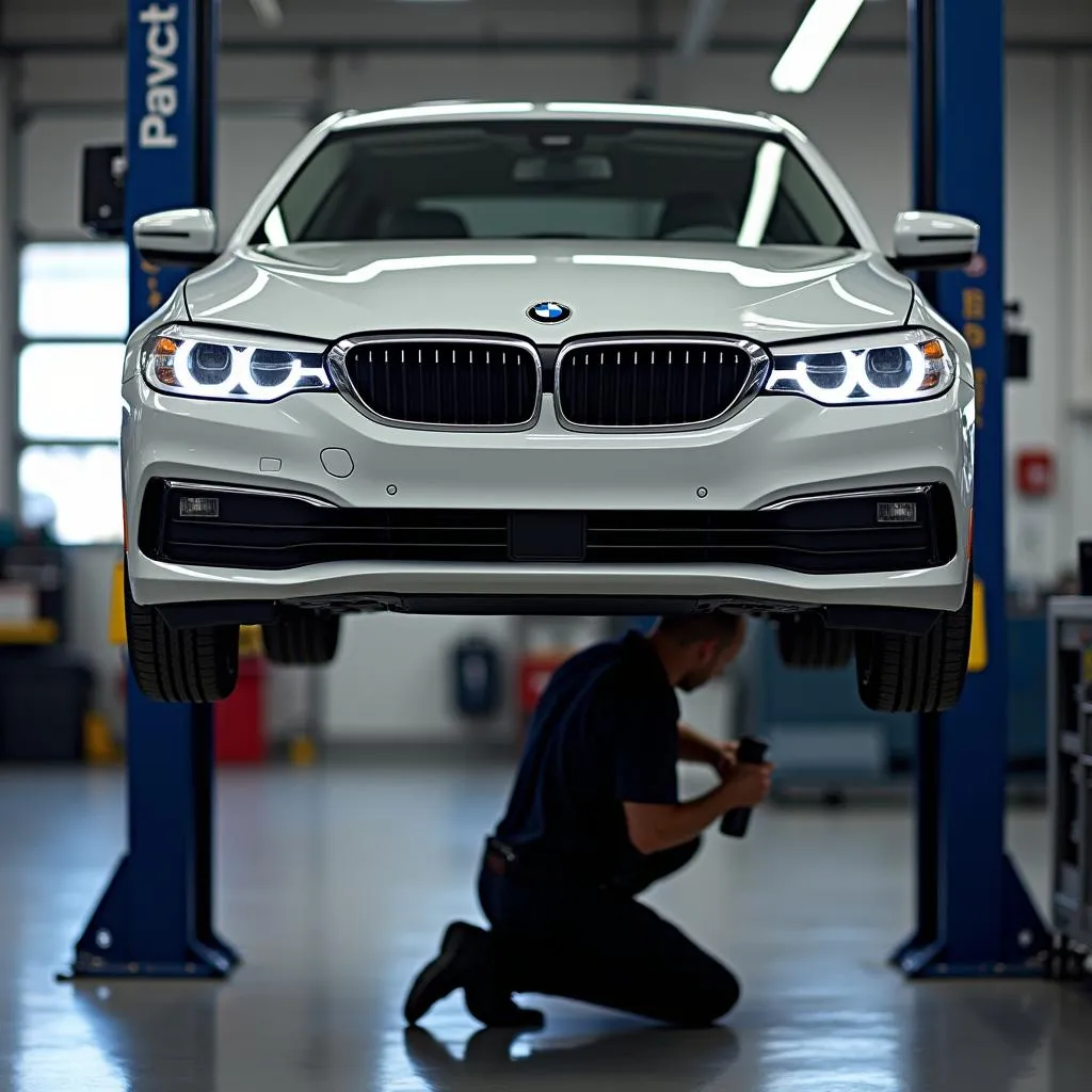 BMW Car Getting an Oil Change