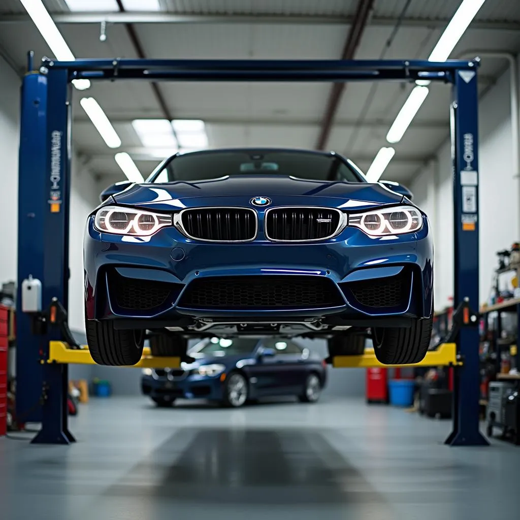 BMW Car Lifted for Inspection