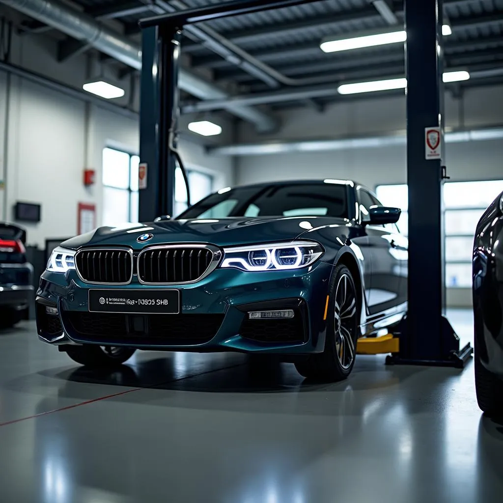 BMW on Lift for Inspection