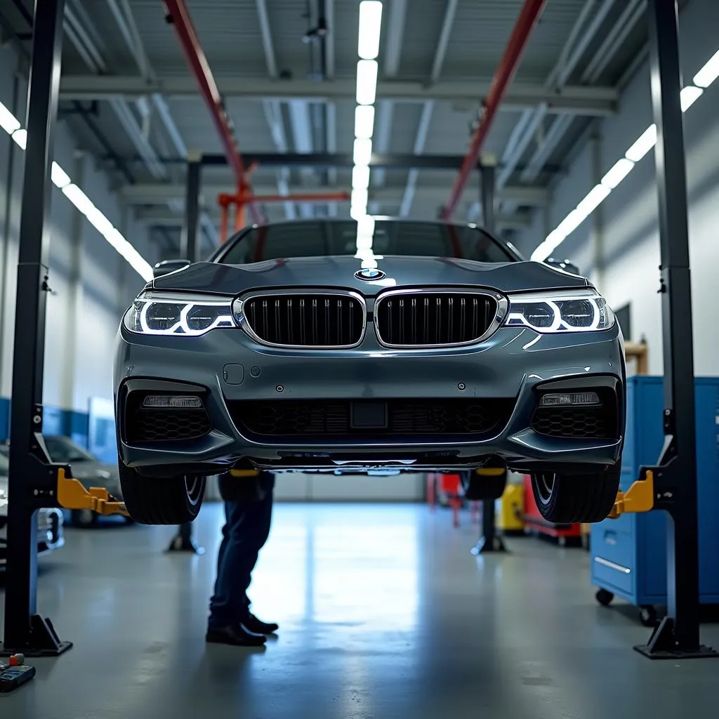 BMW on Lift for Inspection