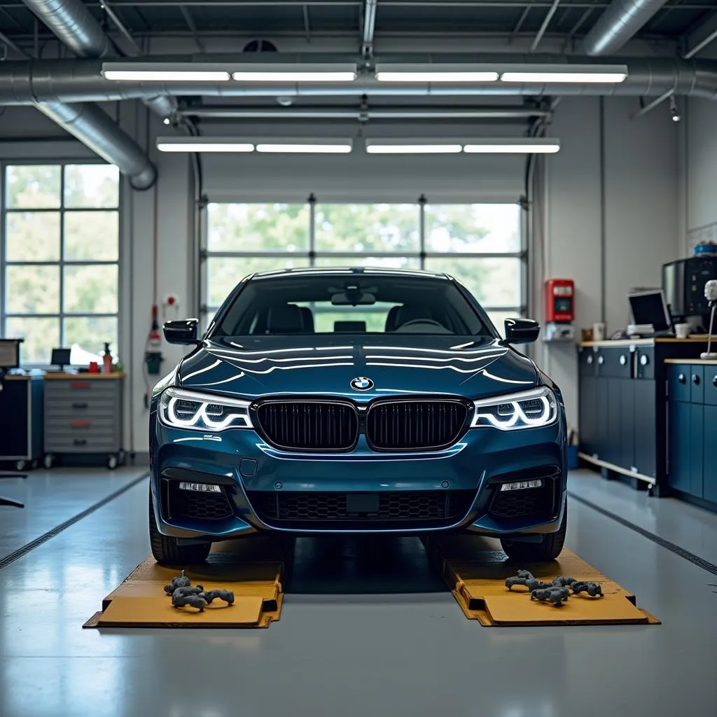 BMW on Lift for Inspection