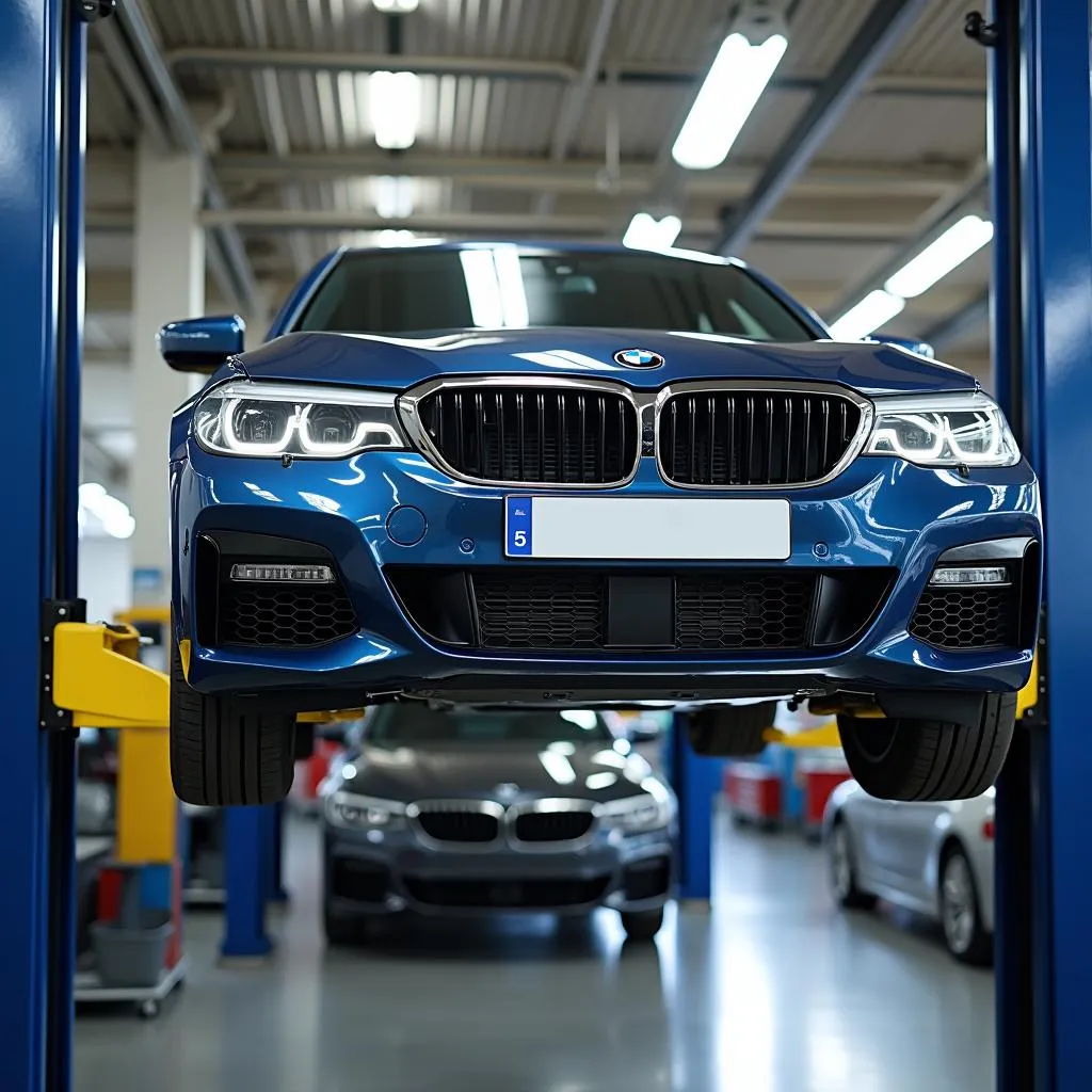 BMW Car on Lift in Service Center