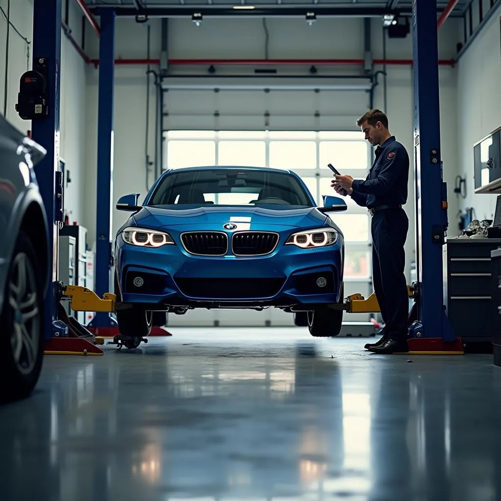 BMW Car Undergoing Routine Maintenance Check