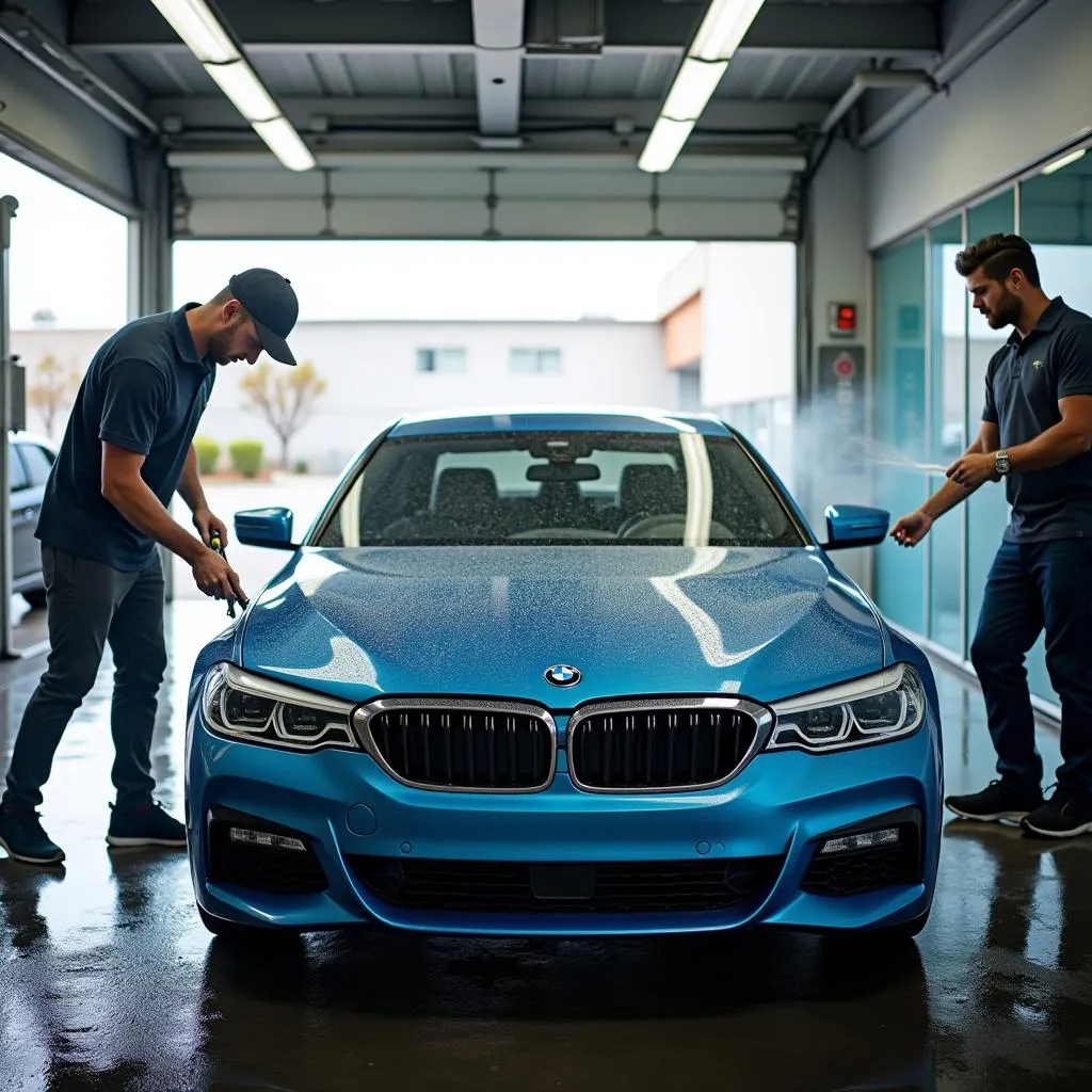 BMW car getting detailed in Long Beach