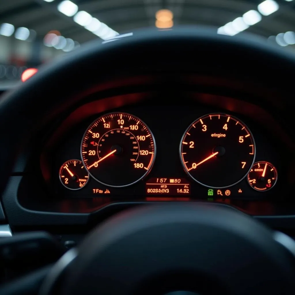 BMW Dashboard Showing Check Engine Light in Chantilly