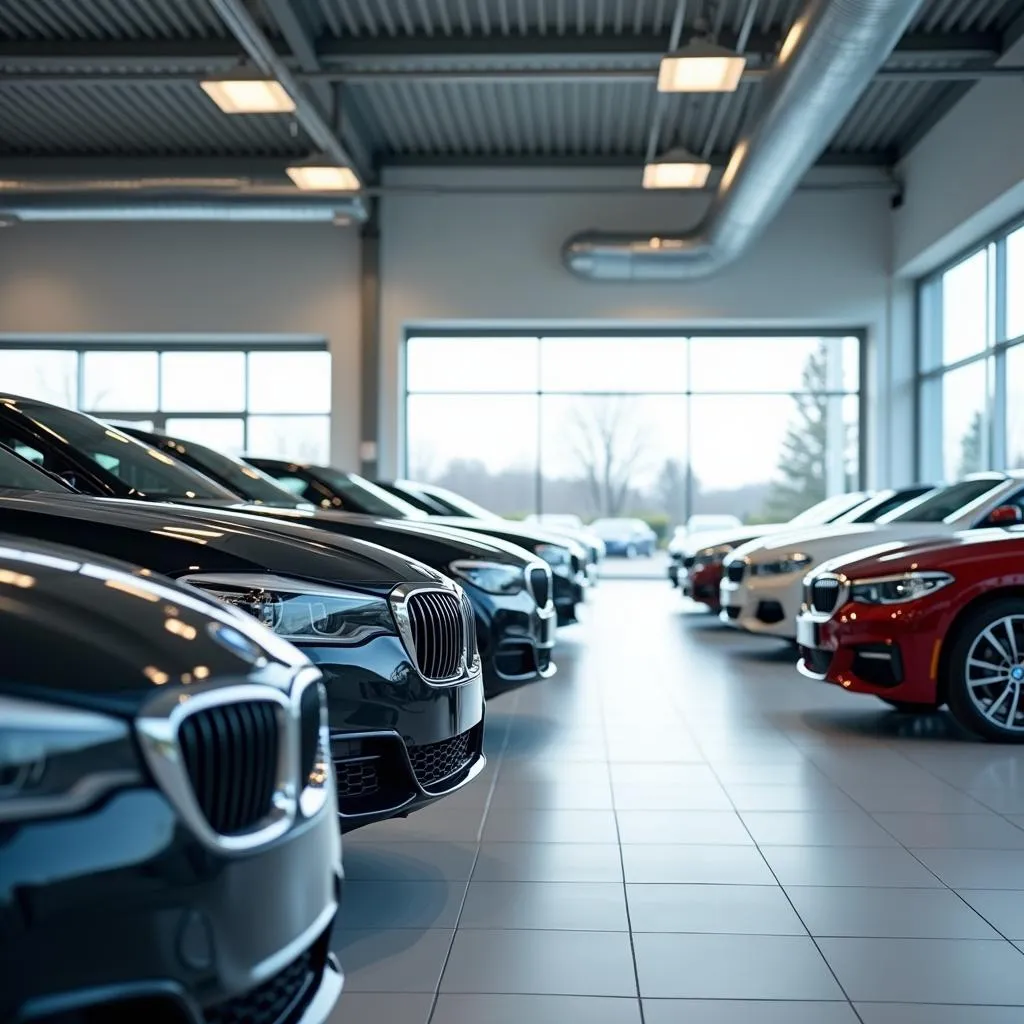 Modern and clean BMW dealership service center