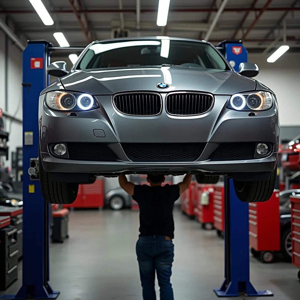 BMW E90 328si Undergoing Transmission Service at a Specialist Workshop