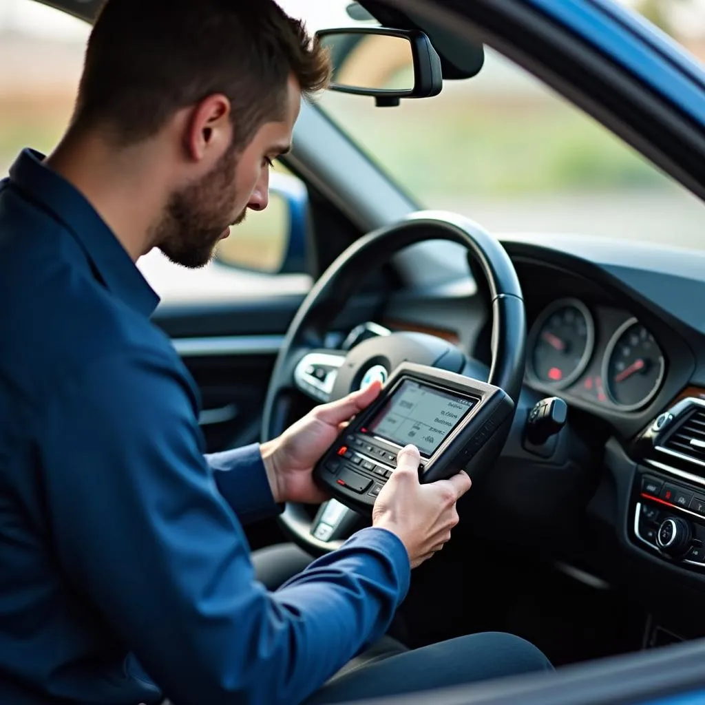 BMW Mechanic in California Performing Diagnostics