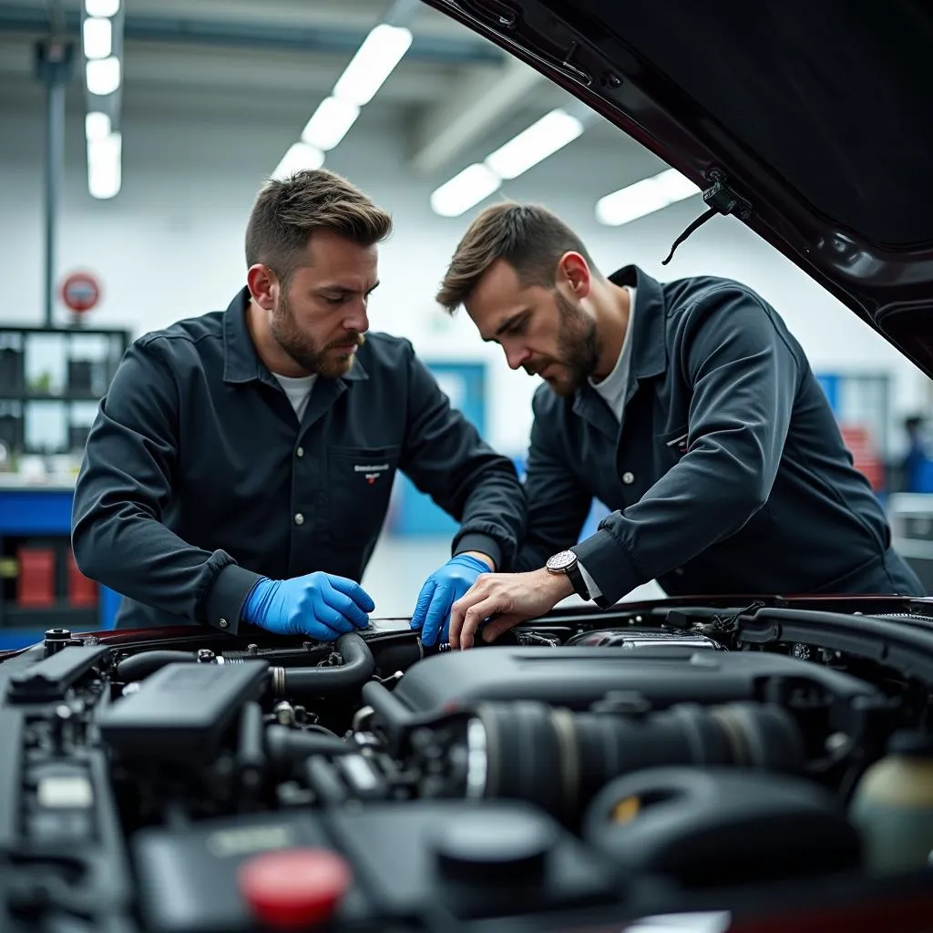 Expert BMW & Mini Technicians in a Workshop