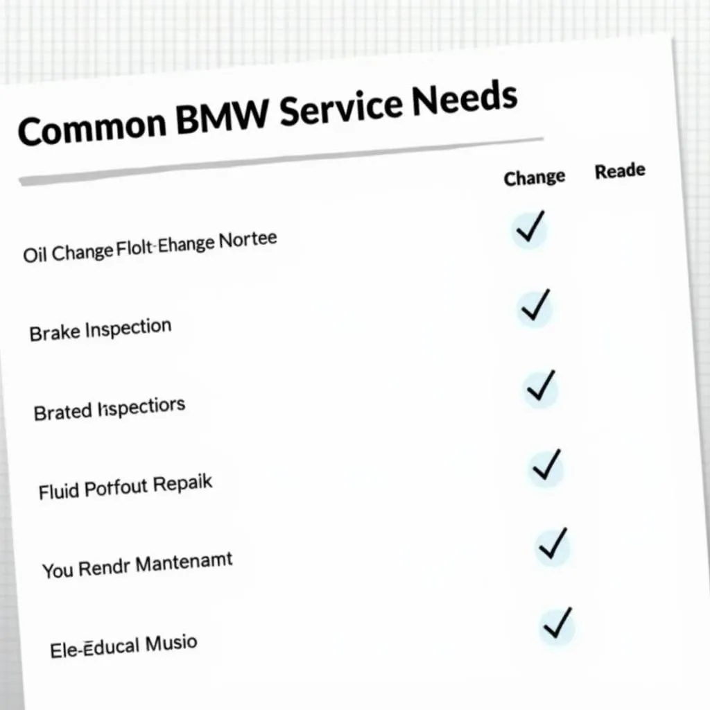 BMW Service Checklist